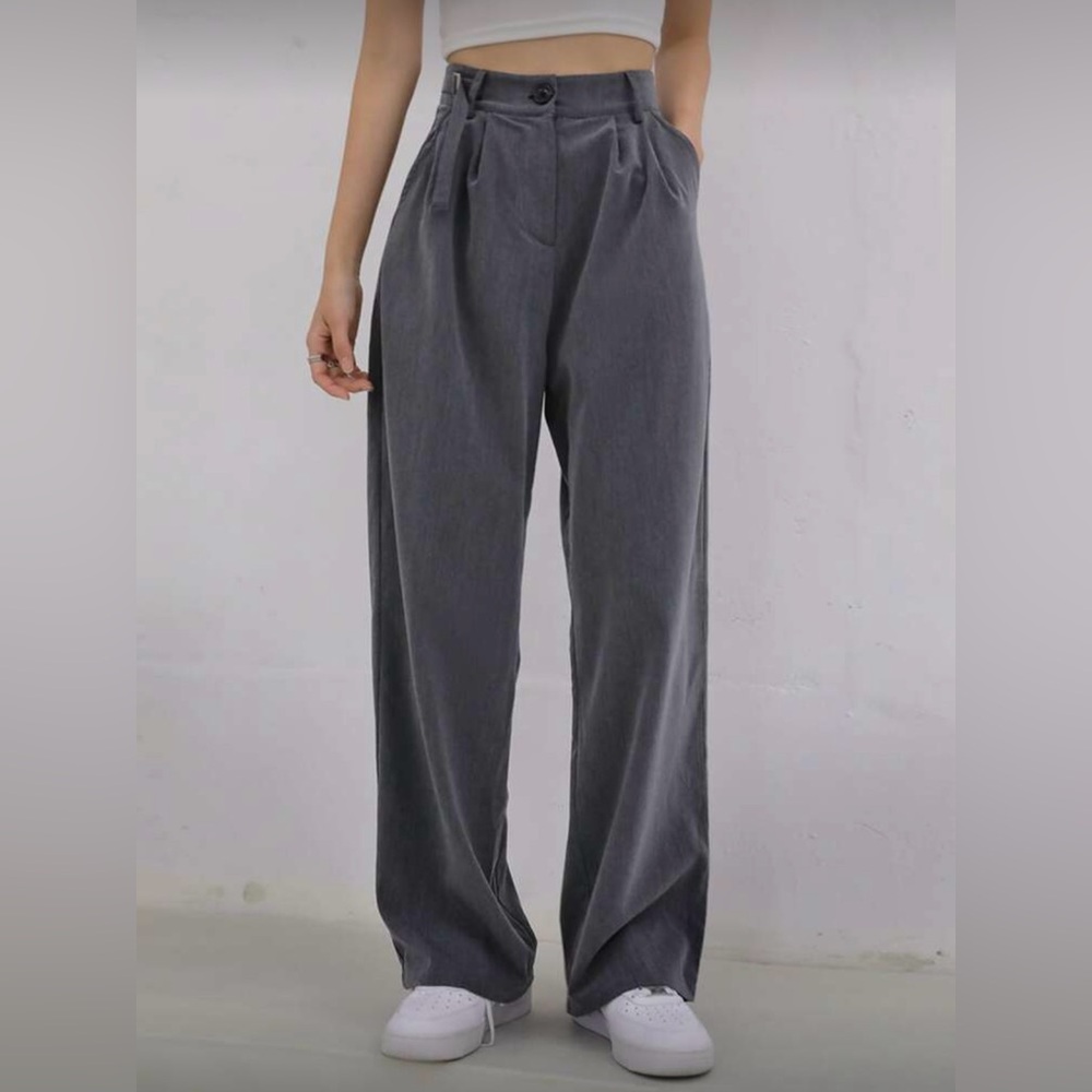 🛍️ 2/$25 | DAZY Grey Wide Straight Leg Dress Pants with Waist Buckle Adjuster
